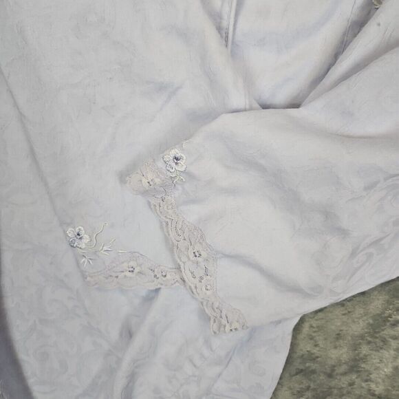Miss Elaine Womens Sz Med Lilac Robe short lightweight sleep shirt cotton blend - Picture 6 of 11